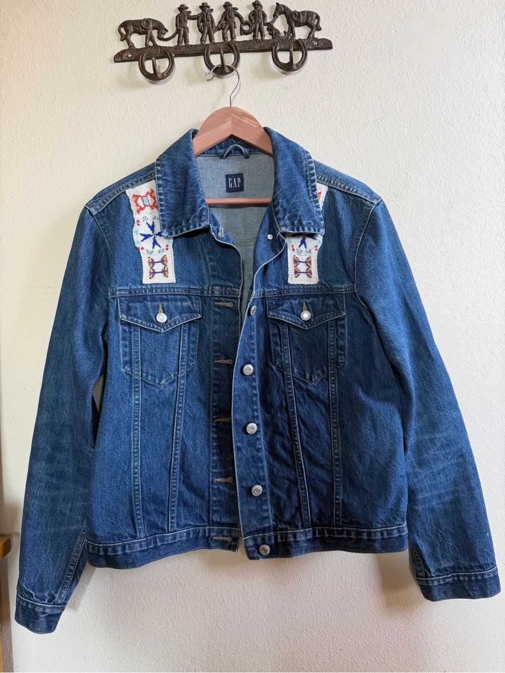 GAP Vintage Blue Denim Jacket with Embroidered Yokes